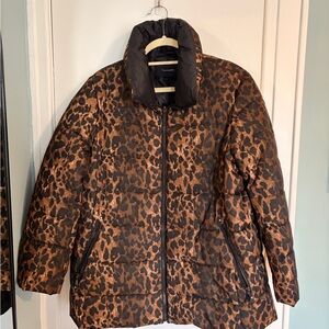 Tahari Leopard Print Puffer Jacket / Size XL